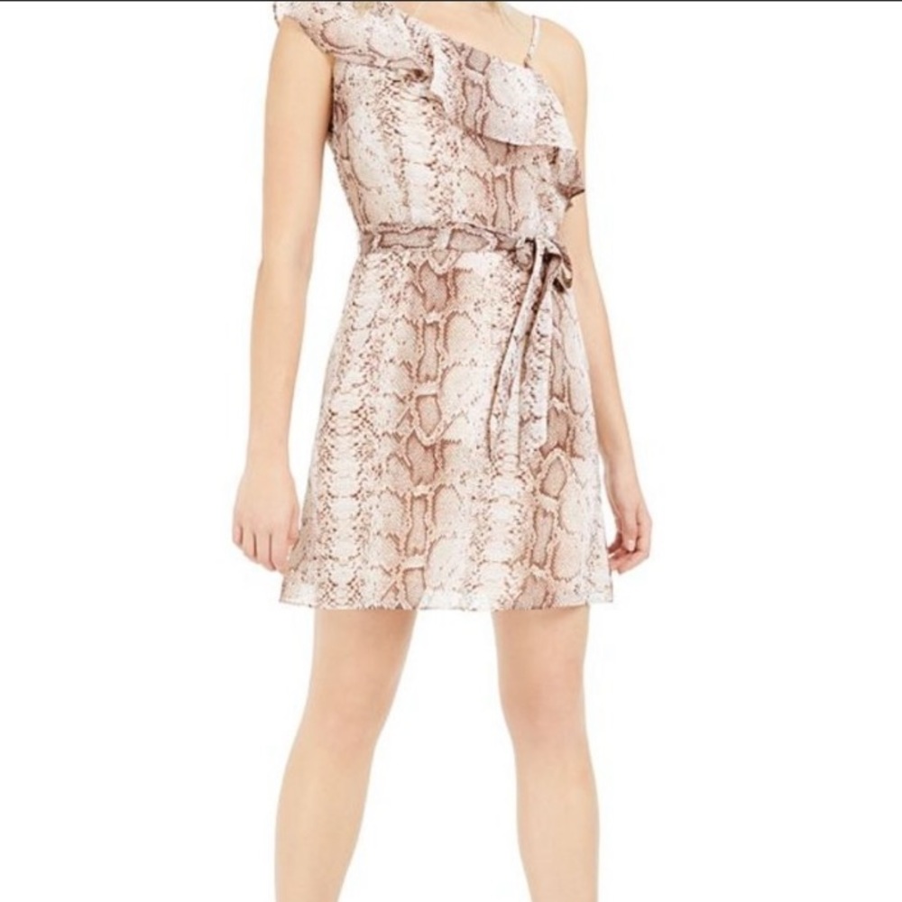 Bar III One-Shoulder Snake-Print Mini Dress